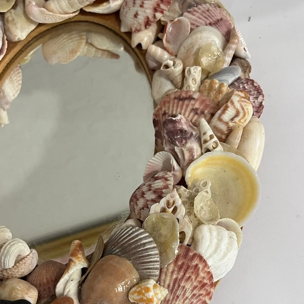 Handmade Coastal Seashell Oval Mirror 8 x 5 Shells Florida & Panama